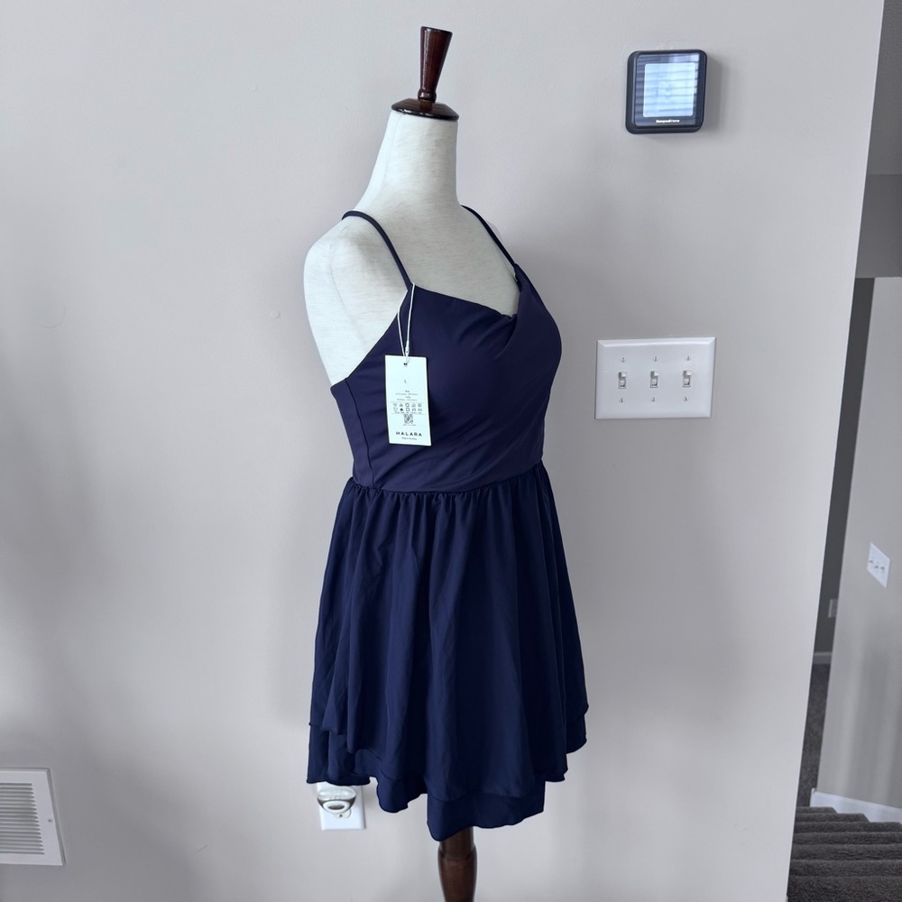 NWT! Halara Breezeful Lace Up Tiered Ruffle Quick Dry Flowy Mini Slip Dress - Picture 5 of 9